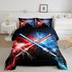 Lightsaber Comforter Set Double Kids Red Blue Down Comforter for Boys Teens Lightsaber Grommet Bedding Set Future Technology Duvet Insert/Quilt Set Room Decor Quilt Set