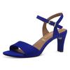 Sandalette TAMARIS, Damen, Gr. 39, blau (royalblau), Textil, Veloursleder, elegant, Schuhe, Trichterabsatz, Abendschuh mit verstellbarem Fesselriemchen