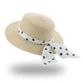 LQHYDMS Bucket Hat Bucket Hat Beach Summer Straw Hats For Women Flat Top Ribbon Bowknot Elegant Straw Women Summer Hats-Beige Dot-56-58Cm(Adults)
