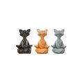 Tigrezy - Lot de 3 statues de chat méditant – Bouddha heureux en forme de chat – Statue de chat zen