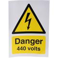 Rs Pro - Panneau de danger, avec pictogramme : Danger Electricité Danger 440 Volts , Auto-adhésif (