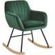 Chaise à Bascule Type Rocking Chair en Velours Vert Foncé pour Coin de Lecture ou Salon au Design