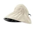 MCZY Sun hats for women uk Summer Women'S Black Sun Hat For Women Outdoor Beach Sun Women'S Foldable Hollow Sun Hat.-Beige White-56-63Cm