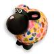 Pomme Pidou Giselle Sheep Money Box with Heart Motif in Pink Ceramic Piggy Bank with Animal Motif H12 x W8.3 x D9.2 cm Colourful Money Box