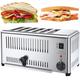 6 Slice Toaster with 5 Speed Adjustable, 2500W Commercial Toasters Brushed Stainless Steel Extra Wide Slots Pop-Up Catering Hamburger Bread Toaster With Removable Crumb Tray