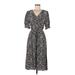 Ann Taylor Factory Cocktail Dress - Midi: Gray Baroque Print Dresses - Women's Size 8