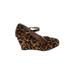 Bella Marie Wedges: Brown Animal Print Shoes - Women's Size 6