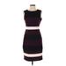 Tommy Hilfiger Casual Dress - Midi: Burgundy Color Block Dresses - Women's Size 4