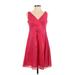 Lands' End Casual Dress - Fit & Flare: Red Dresses - Women's Size 4 Petite