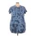Ideology Casual Dress - Shift High Neck Short sleeves: Blue Tie-dye Dresses - New - Women's Size 3X