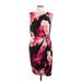Calvin Klein Casual Dress - Sheath Boatneck Sleeveless: Black Floral Motif Dresses - Women's Size Large