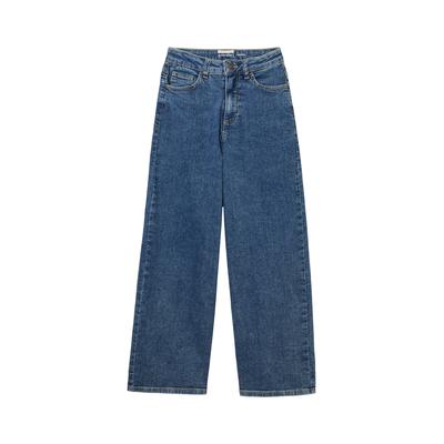 Weite Jeans TOM TAILOR, Mädchen, Gr. 146, N-Gr, blau (blau denim), Denim/Jeans, Obermaterial: 85% Baumwolle, 13% Polyester, 2% Elasthan, unifarben, casual, regular fit normal, Jeans, im klassischen 5-Pocket-Style Image