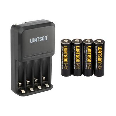 Watson 4-Bay Charger for AA/AAA NiMH Batteries with 4-Pack of MX AA NiMH Rechargea AAC-4NM2-B