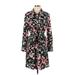 Tommy Hilfiger Casual Dress - Shirtdress: Black Floral Motif Dresses - Women's Size 12