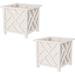 Lattice Design Planter Box 2-Pack – 14.75-Inch Decorative Outdoor Flower or Plant Pots – Front Porch, Patio, and Garden Decor