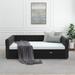 Daybed with Trundle Velvet Upholstered Tufted Sofa Bed, with Button and Copper Nail onSquare Arms,Full Daybed & Twin Trundle