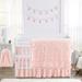 Sweet Jojo Designs 6p Crib Bedding + BreathableBaby Breathable Mesh Liner Pink Floral Rose Girl Solid Blush Chic