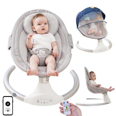 Bluetooth Baby Swing for Infants, Compact & Portable Baby Bouncer, 3 Seat Positions, 5 Speed, 10 Lullabies Indoor/Outdoor