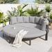 Patio Furniture Set, 4 Piece Round Daybed Outdoor Conversation Set All Weather Metal Sectional Sofa Set with Cushions