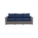 Bali Silver/Gray Two-Tone Wicker Sofa with Cushion.