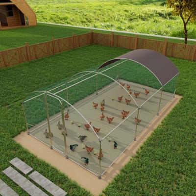 Large Metal Chicken Coop with Run, 19.7x9.8x6.6ft, Walkin Poultry Cage for Yard with Waterproof Cover