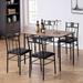 Kitchen Dining Room Table Sets for 4, 5 Piece Metal and Wood Rectangular Breakfast Nook, Dinette with Chairs