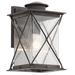 Loon Peak® Willesden Black Seeded Glass Outdoor Wall Lantern Aluminum/Glass/Metal in Black/Gray | 12.75 H x 8 W x 9.25 D in | Wayfair