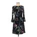 Tommy Hilfiger Casual Dress - Fit & Flare: Black Floral Dresses - Women's Size Small