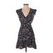 J.Crew Casual Dress - Wrap: Black Floral Motif Dresses - Women's Size 0