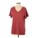 Sonoma Goods for Life Short Sleeve T-Shirt: Burgundy Tops - Women's Size Large