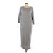 Caslon Casual Dress - Sweater Dress: Gray Marled Dresses - Women's Size Large