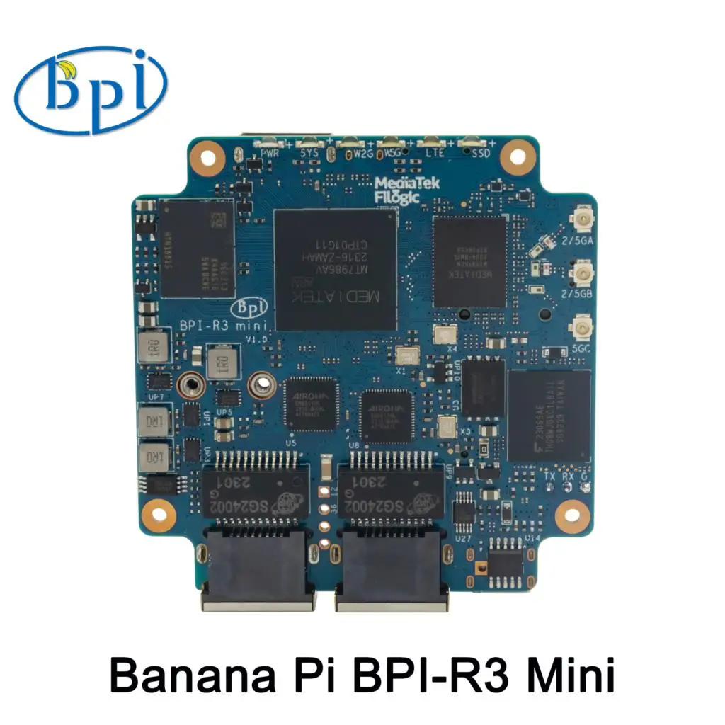 Banana Pi BPI-R3 Mini-Router-Board MediaTek MT7986 ARM A53 2G DDR 8G eMMC unterstützt WiFi 6 und 2 x 2,5 GbE-Anschluss Open-Source-Router Image