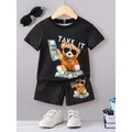 T-shirt da bambino estiva Top Shorts stampati abbigliamento Casual per bambini di moda 4-7y