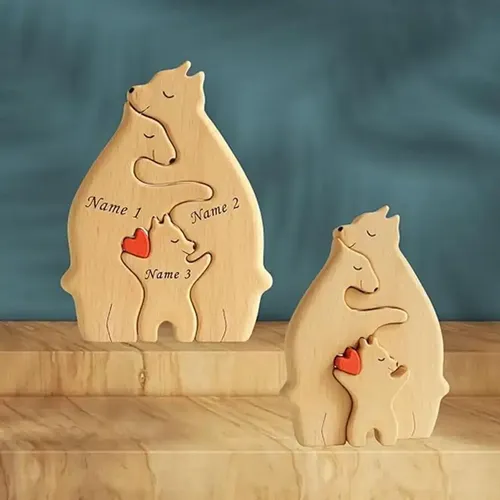 Bär Familie Holz Kunst Puzzle Holz skulptur DIY niedlichen Familien mitglied von Bären Puzzle Home