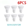 6 Stück LED-Scheinwerfer lampe 220V 3W 6W 9W 12W Gu10 180-Grad-Abstrahlwinkel LED-Lampe für die