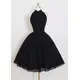 ANGELSBRIDEP – robe courte noire De fête d'anniversaire Sexy col montant mousseline robe De