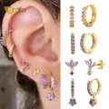 Boucles d'oreilles en argent regardé 925 pour femmes boucles d'oreilles en cristal violet boucles