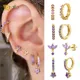 Boucles d'oreilles en argent regardé 925 pour femmes boucles d'oreilles en cristal violet boucles