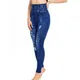 YSDNCHI-Pantalon crayon imprimé de poche de yoga pour femme legging en faux denim jegging bleu