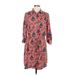 Collective Concepts Casual Dress - Shirtdress: Red Floral Motif Dresses - Women's Size Large
