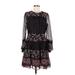 MICHAEL Michael Kors Casual Dress - DropWaist: Black Floral Motif Dresses - Women's Size Medium