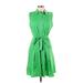 New York & Company Casual Dress - Shirtdress: Green Dresses - Women's Size Large