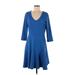 NY Collection Casual Dress - Fit & Flare: Blue Dresses - Women's Size Medium