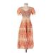 Christy Dawn Casual Dress: Orange Acid Wash Print Dresses - Women's Size X-Small