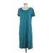 Lands' End Casual Dress - Midi: Teal Polka Dots Dresses - Women's Size Large