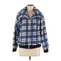 Tommy Hilfiger Faux Fur Jacket: Blue Checkered/Gingham Jackets & Outerwear - Women's Size Medium