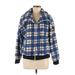 Tommy Hilfiger Faux Fur Jacket: Blue Checkered/Gingham Jackets & Outerwear - Women's Size Medium