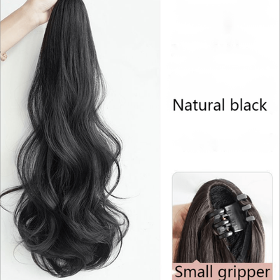 TEMU Claw Clip Curly Ponytail Extension For Women - Natural Fluffy Long Hair Headwear, Wavy Black Hairpiece, Easy-to-use Small Grasping , Ponytail Hair Extensions Image