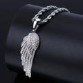 New Stylish Zirconia Ice Out Bling Wings Pendant Necklace For Men Women, Fashion Hip Hop Party Jewelry Gifts