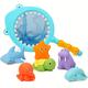 Bath Toy Set Water Spraying Discoloration Floating Shark Fishing Shaped Play Set Animals Squirt Toy Games Swimming Bathroom Pool Accessories For Babies Kids Children